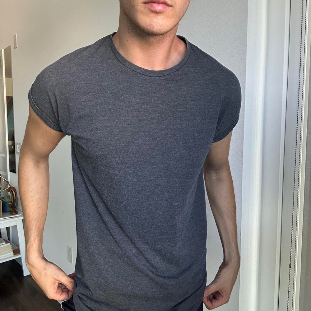 Topman muscle t-shirt long gray size M